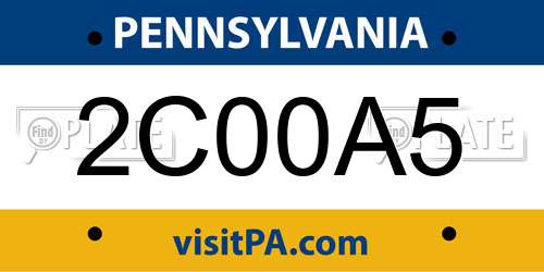 2C00A5 Pennsylvania License Plate