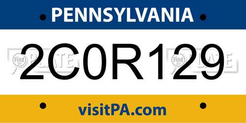 2C0R129 Pennsylvania License Plate