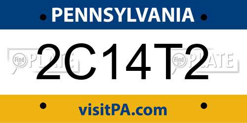 2C14T2 Pennsylvania License Plate