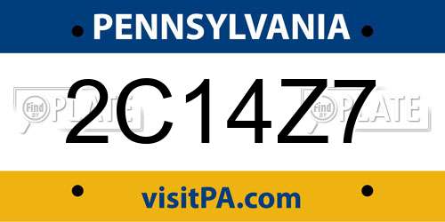2C14Z7 Pennsylvania License Plate