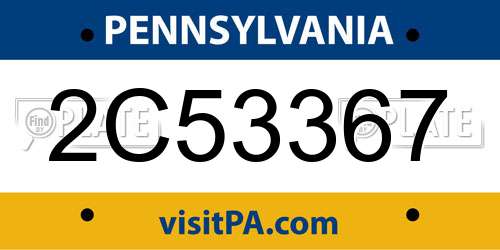 2C53367 Pennsylvania License Plate