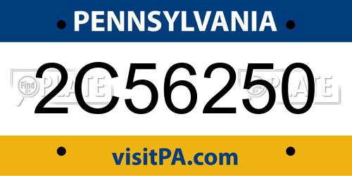 2C56250 Pennsylvania License Plate