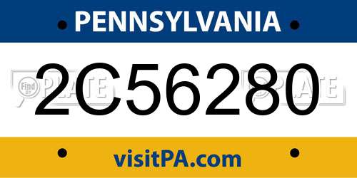 2C56280 Pennsylvania License Plate