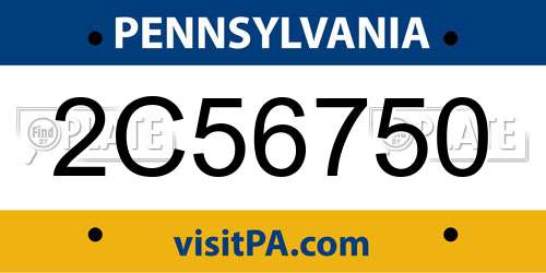 2C56750 Pennsylvania License Plate