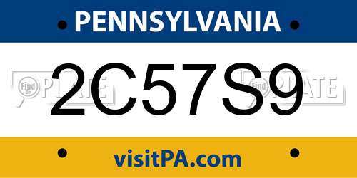 2C57S9 Pennsylvania License Plate