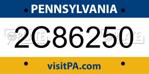 2C86250 Pennsylvania License Plate