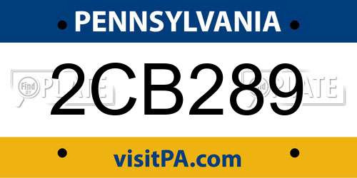 2CB289 Pennsylvania License Plate