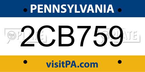 2CB759 Pennsylvania License Plate