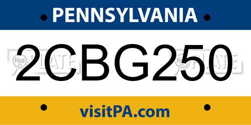 2CBG250 Pennsylvania License Plate
