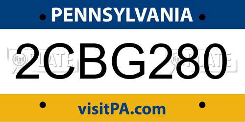 2CBG280 Pennsylvania License Plate