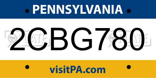 2CBG780 Pennsylvania License Plate