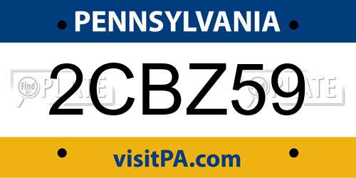 2CBZ59 Pennsylvania License Plate
