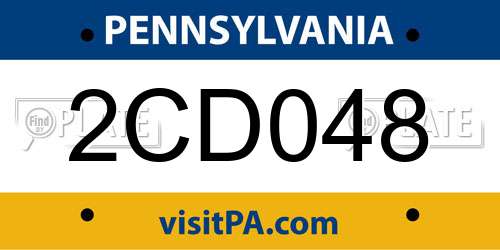 2CD048 Pennsylvania License Plate