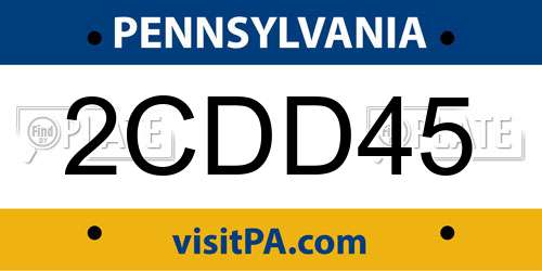 2CDD45 Pennsylvania License Plate