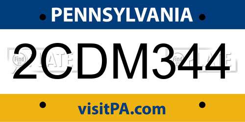 2CDM344 Pennsylvania License Plate