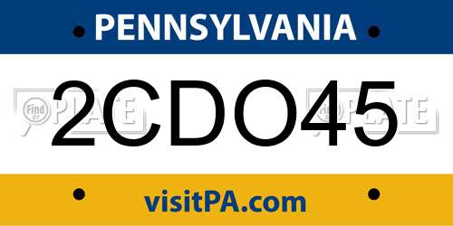 2CDO45 Pennsylvania License Plate