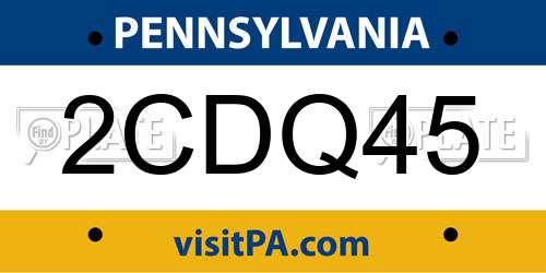 2CDQ45 Pennsylvania License Plate