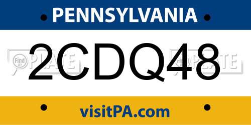 2CDQ48 Pennsylvania License Plate