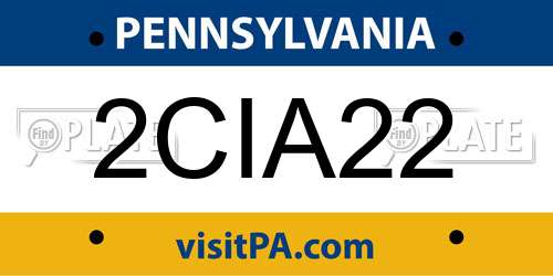 2CIA22 Pennsylvania License Plate