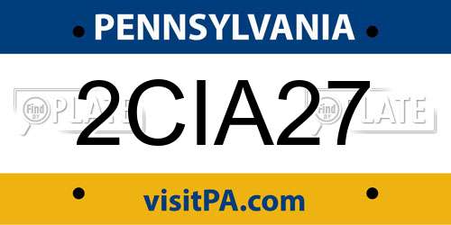 2CIA27 Pennsylvania License Plate