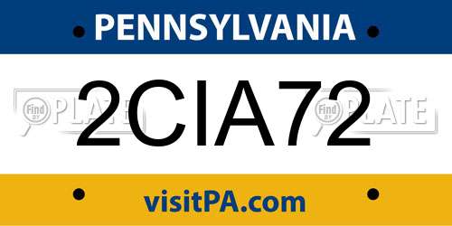2CIA72 Pennsylvania License Plate