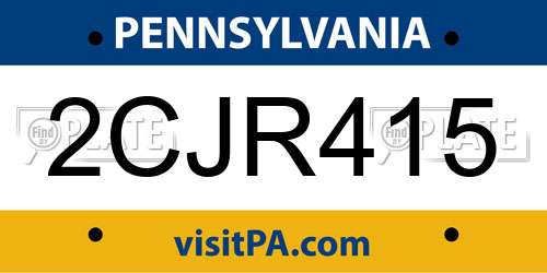 2CJR415 Pennsylvania License Plate