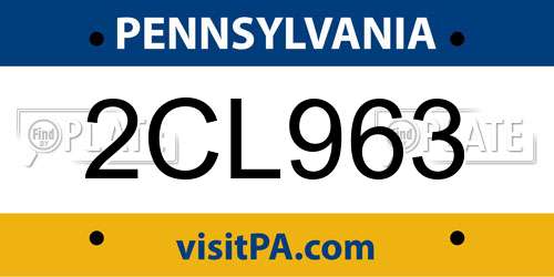 2CL963 Pennsylvania License Plate