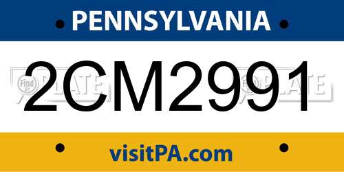 2CM2991 Pennsylvania License Plate