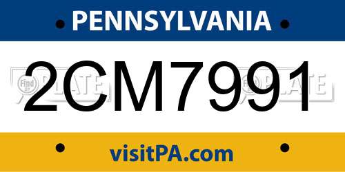 2CM7991 Pennsylvania License Plate