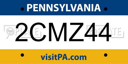 2CMZ44 Pennsylvania License Plate