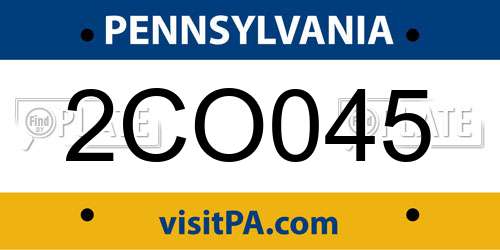 2CO045 Pennsylvania License Plate