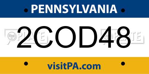 2COD48 Pennsylvania License Plate