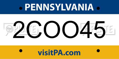 2COO45 Pennsylvania License Plate