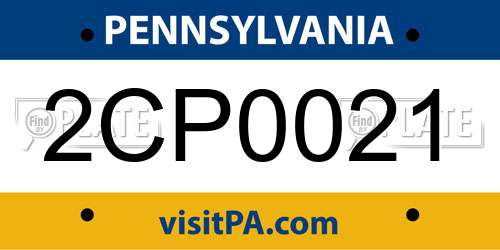 2CP0021 Pennsylvania License Plate