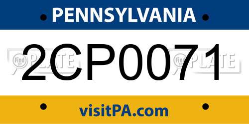 2CP0071 Pennsylvania License Plate