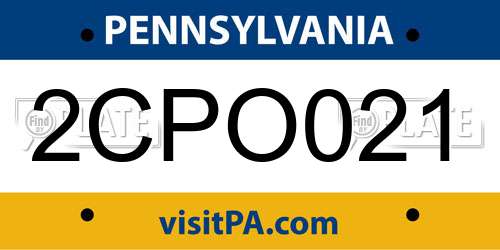 2CPO021 Pennsylvania License Plate
