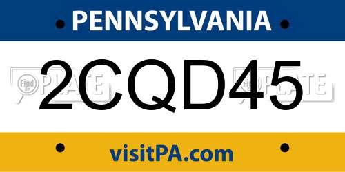2CQD45 Pennsylvania License Plate