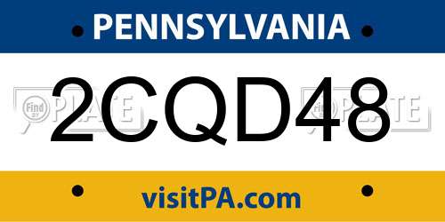 2CQD48 Pennsylvania License Plate
