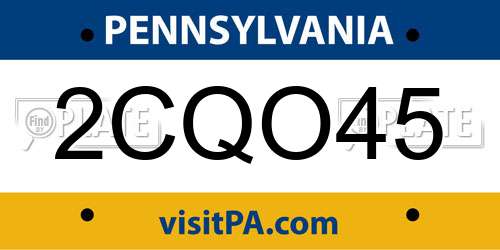2CQO45 Pennsylvania License Plate