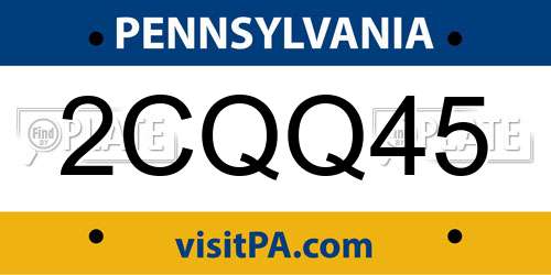 2CQQ45 Pennsylvania License Plate