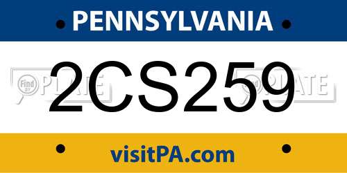 2CS259 Pennsylvania License Plate
