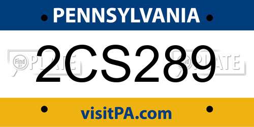 2CS289 Pennsylvania License Plate