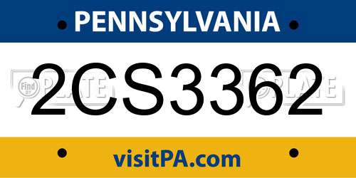 2CS3362 Pennsylvania License Plate
