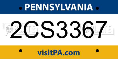 2CS3367 Pennsylvania License Plate