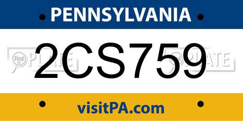 2CS759 Pennsylvania License Plate