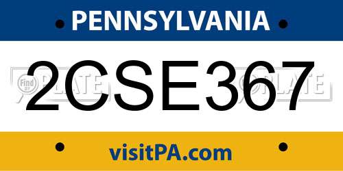 2CSE367 Pennsylvania License Plate