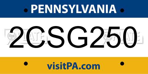 2CSG250 Pennsylvania License Plate