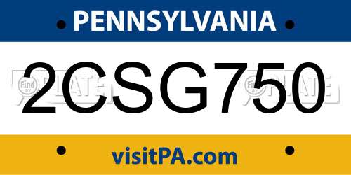 2CSG750 Pennsylvania License Plate