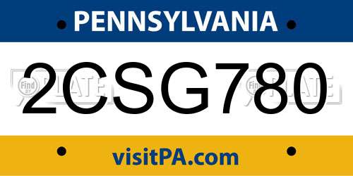 2CSG780 Pennsylvania License Plate