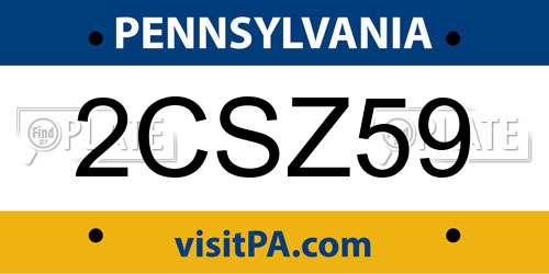 2CSZ59 Pennsylvania License Plate